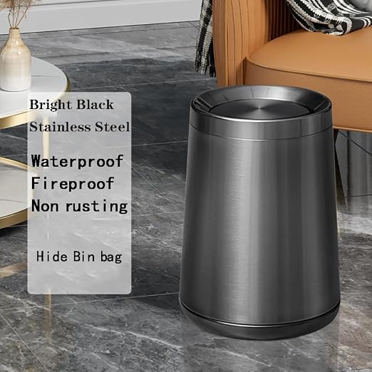 10 L/2.6Gallen, Swing Lid Trash Can, Brushed Stainless Steel Garbage Can - Image 2
