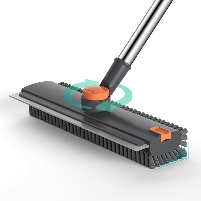 Floor Scrub Brush with Long Handle Length Adjustable, 3 in 1 Heavy-Duty Stiff by Unknown