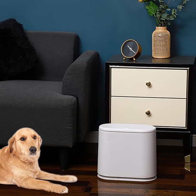 White Slim Bathroom Trash Can - Image 5