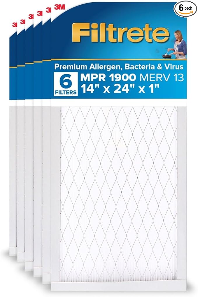 Filtrete 14x24x1 AC Furnace Air Filter, MERV 13, MPR 1900, Premium Allergen by Filtrete