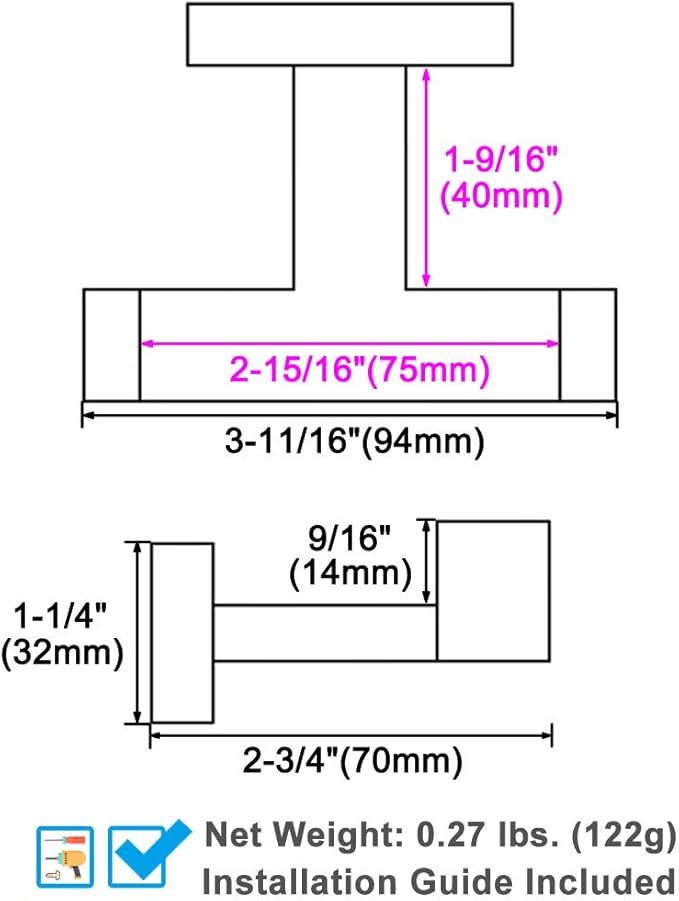 Angle Simple Towel Hook for Bathroom, SUS 304 Stainless Steel Double Robe Coat - Image 9