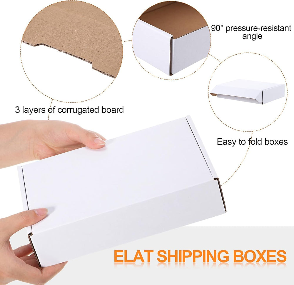 Qilery 200 Pcs 7.09 x 5.12 x 1.97 Inches Mailing Boxes White Mailer Boxes