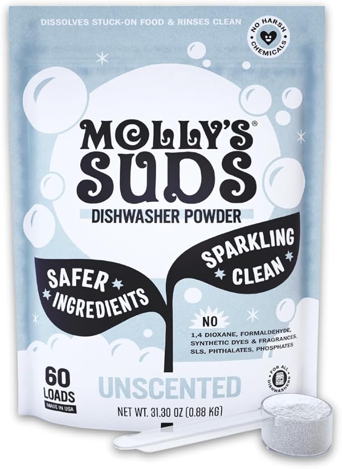 Molly's Suds Dishwasher Powder | Clean Dishwasher Detergent, Cuts Grease & by MollysSuds