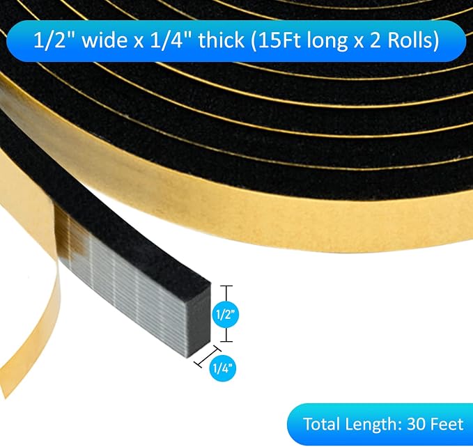 High Density Foam Weather Stripping Door Seal Strip Insulation Tape Roll - Image 2