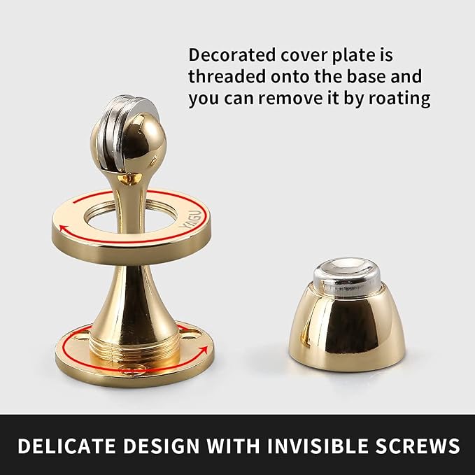 YAGU 1 Pack Magnetic Door Stopper Catch, Zinc Alloy Bright Gold Door Stops - Image 7