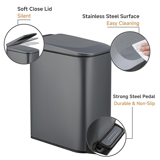 TIPGO Slim Bathroom Trash Can - Image 3