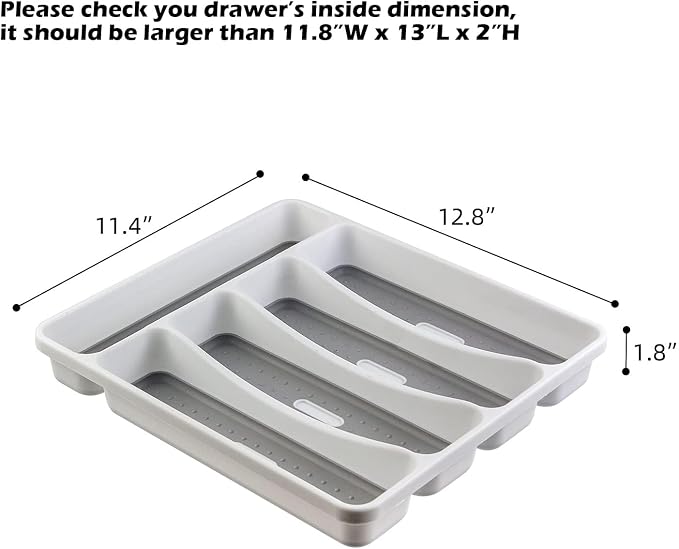 LeMuna Silverware Tray for Drawer, Plastic Cutlery Tray Kitchen Drawer Organizer - Image 2