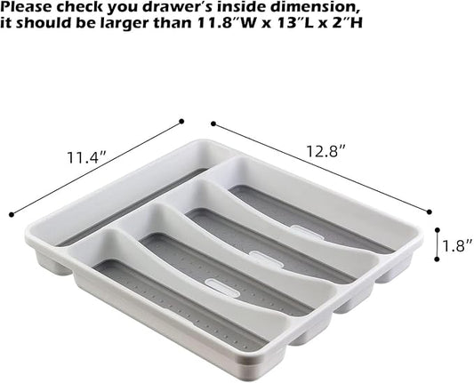 LeMuna Silverware Tray for Drawer, Plastic Cutlery Tray Kitchen Drawer Organizer - Image 2