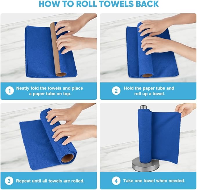 AIDEA Microfiber Cleaning Cloth Roll, Shop Towels 55 Sheets Washable, - Image 7