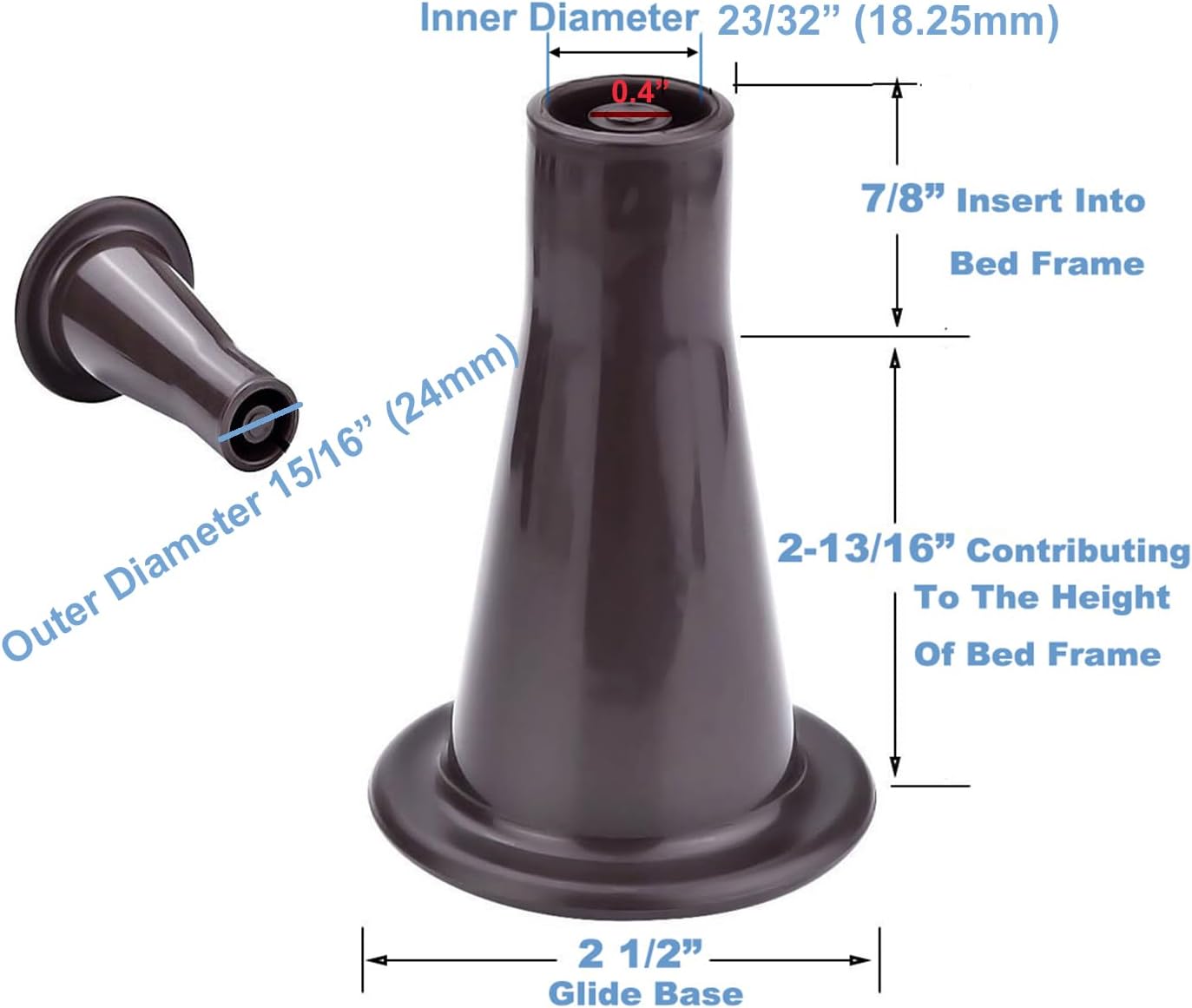 Home's Place 6PCS Reinforced Bed Frame Feet to Replace Wheels. Prevent Sliding, Protect Floor. Plastic Bed Frame Feet Replacement