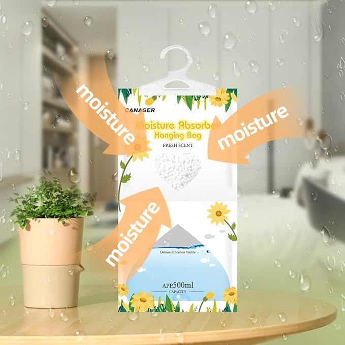 CANAGER Moisture Absorber -12 Pack, Fresh Scent Hanging Humidity Bag, and - Image 3