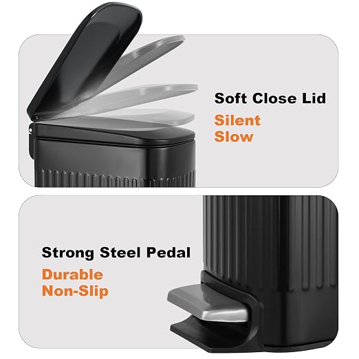 TrashAid Small Black Bathroom Trash Can - Image 5