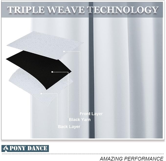 PONY DANCE Greyish White Small Window Curtain Panels Room Darkening Curtain - Image 3
