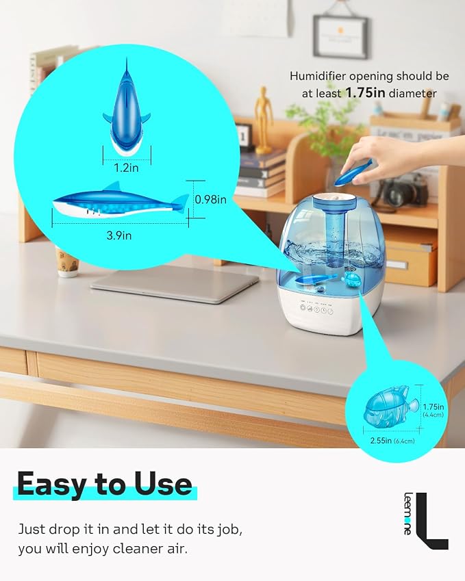 Leemone Humidifier Cleaner Float Shark & Fish -Humidifier Accessories Compatible - Image 2