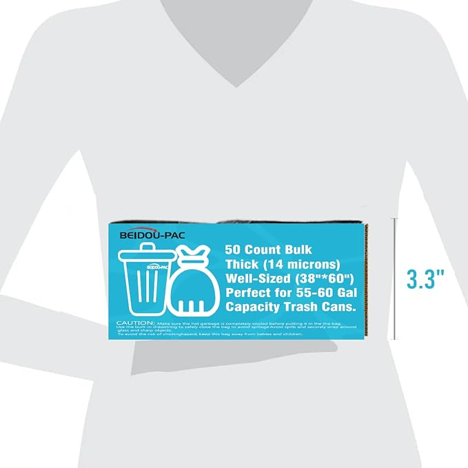 55-60 Gallon Trash Bags, Heavy Duty Clear Plastic Recycling Bags, Construction - Image 6