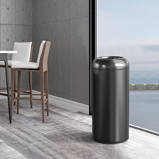 BEAMNOVA 16.5 Gallon Trash Can Black Open Top Outdoor Indoor Commercial - Image 9