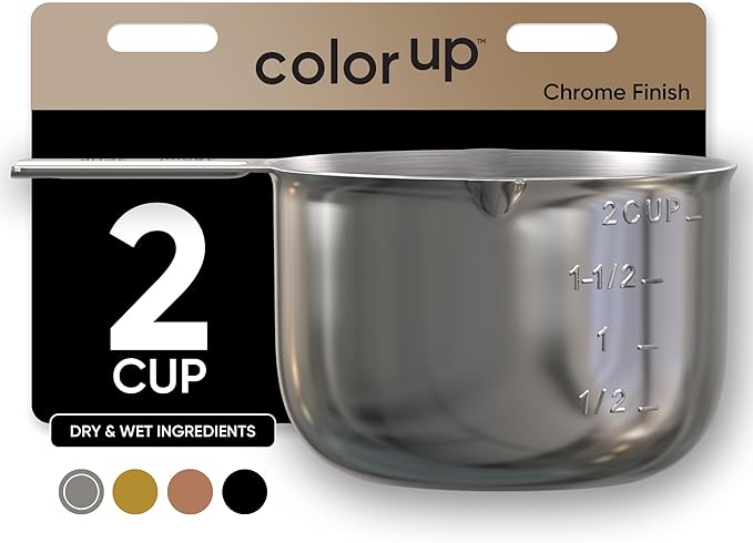 Color Up 2 Cup Measuring Cup, 480ml Stainless Steel Metal, Easy-Pour Spouts by ColorUpCollection