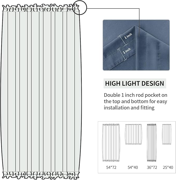 DWCN French Door Curtains – Rod Pocket Thermal Blackout Curtain - Image 3