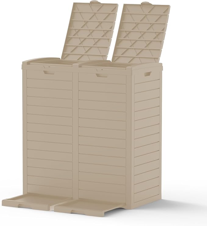 62 Gallon Outdoor Trash Can, Waterproof Resin Trash Can by GGYI