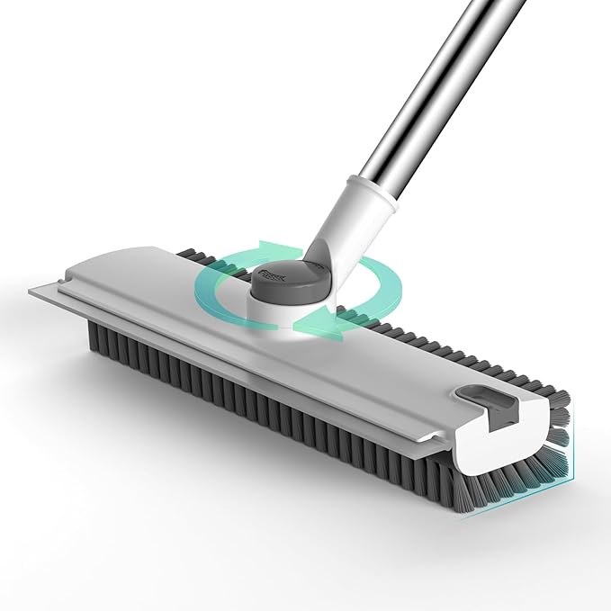 Floor Scrub Brush with Long Handle Length Adjustable, 3 in 1 Heavy-Duty Stiff by Unknown