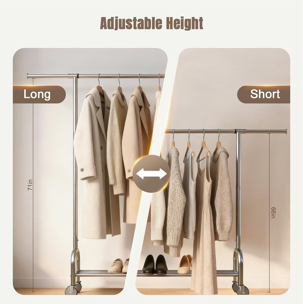 Heavy Duty Rolling Garment Rack with Wheels, 550LBS Clothing Rack