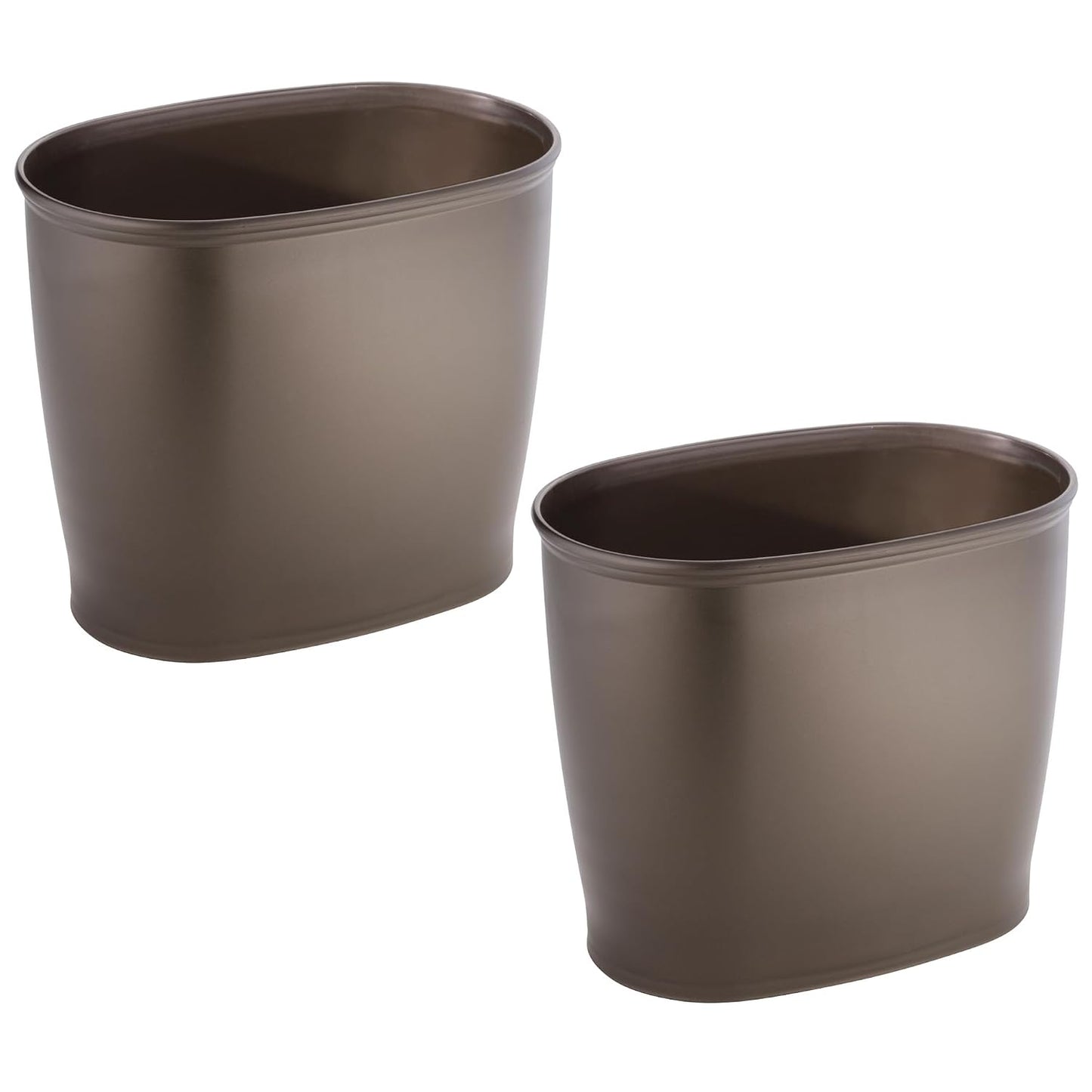 iDesign Slim Plastic Bathroom Trash Can, 2-Pack, Bronze | Small Garbage Bin, For Bedroom, Office, Desk, Dorm