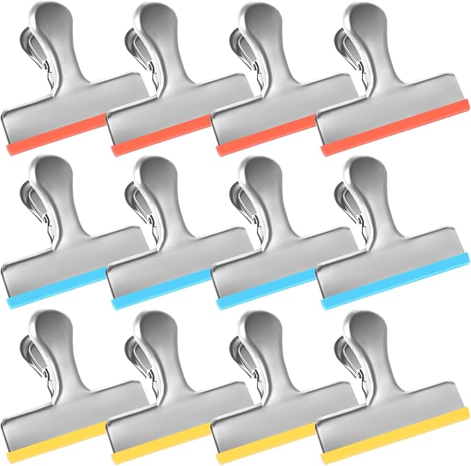 HOUSE AGAIN 12 Small Pack Stainless Steel Chip Bag Clips Covered by HOUSEAGAIN