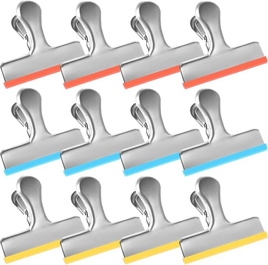 HOUSE AGAIN 12 Small Pack Stainless Steel Chip Bag Clips Covered by HOUSEAGAIN