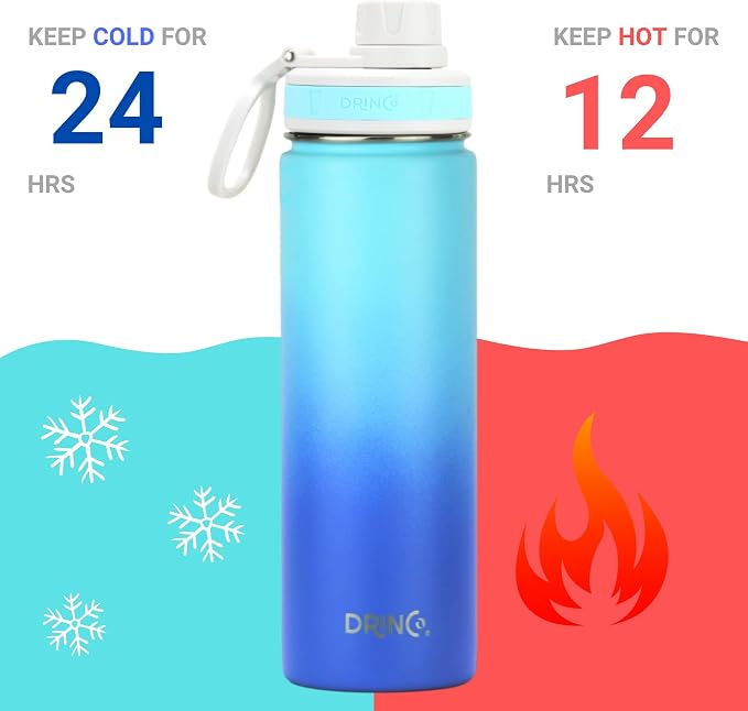 DRINCO Stainless Steel Water Bottle Spout Lid Vacuum Insulated Double Wall - Image 4