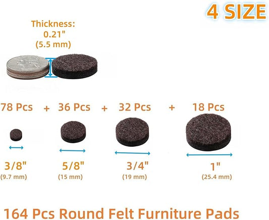 Felt Furniture Pads for Hardwood Floors 164 Piece, Furnigear Anti Scratches - Image 2