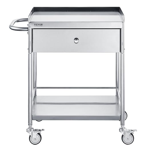 VEVOR Medical Cart, 2-Layer Stainless Steel Cart 220 lbs Weight Capacity - Image 12