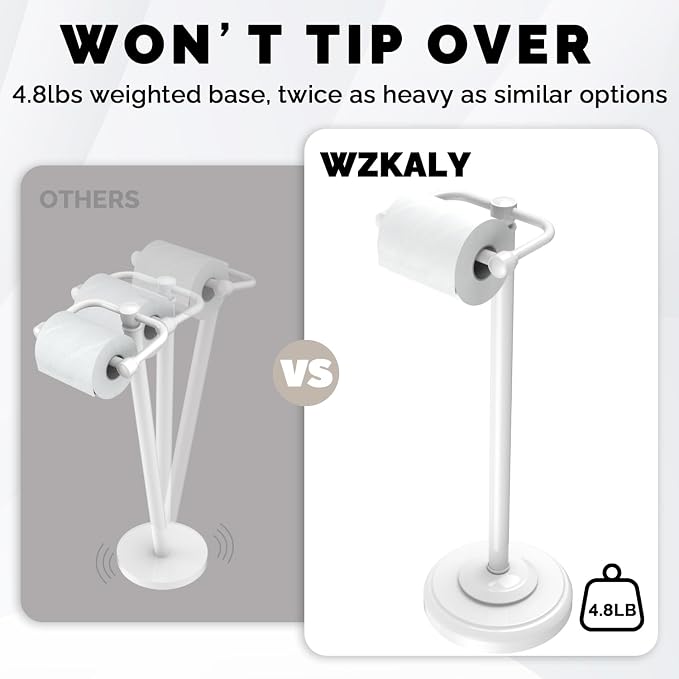 Toilet Paper Holder Stand, Post Pivoting Design & Stable Weighted Base SUS304 - Image 5