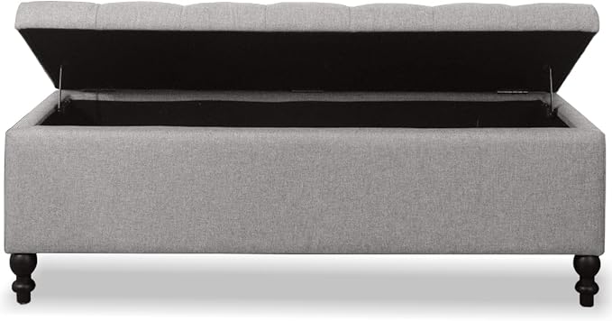 Storage Ottoman 50.2 Inches Upholstered Fabric Bench，Button Tufted - Image 8
