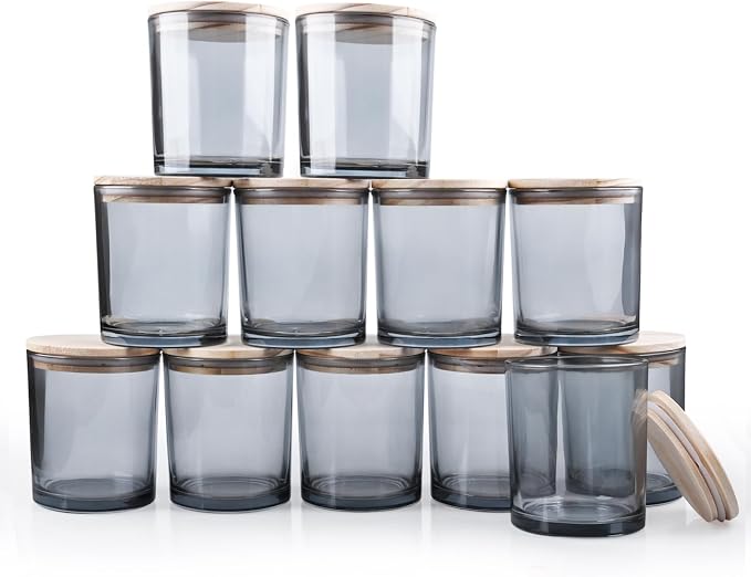 14 OZ Thick Candle Jars for Making Candles 12 Pcs, 3 Wick Empty Jars by Showin