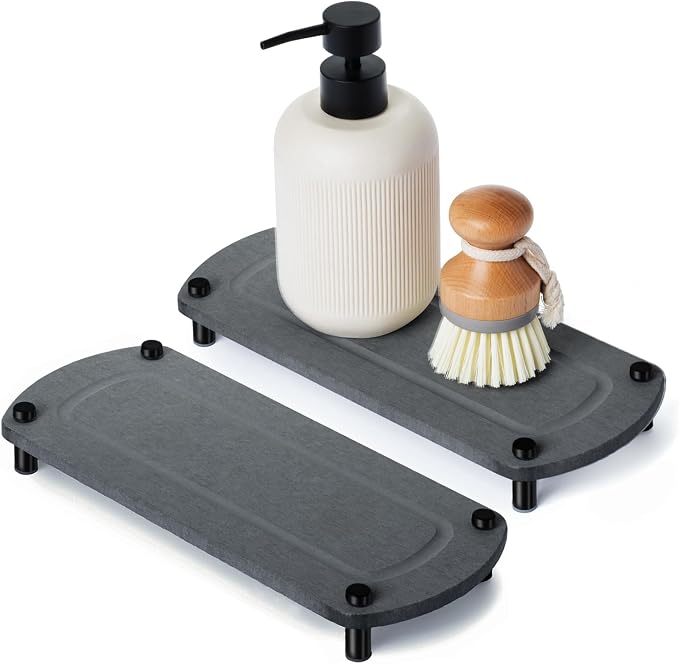 2PCS Instant Dry Sink Caddy Organizer, Fast Drying Sponge and Soap Dispenser by TWINKLEMOMENT