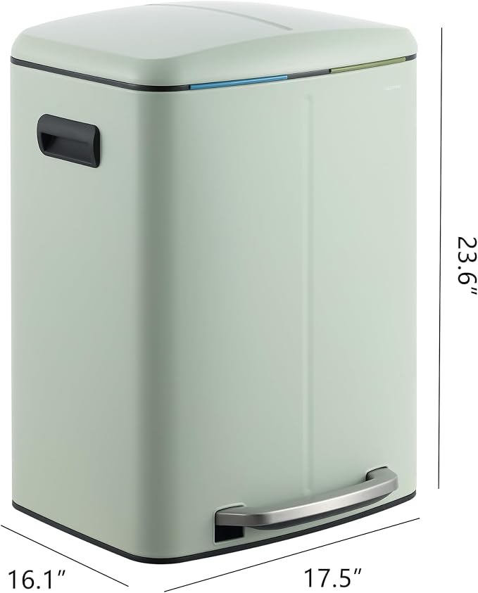 happimess HPM1005E Marco Rectangular 10.6-Gallon Double Bucket Trash Can - Image 5