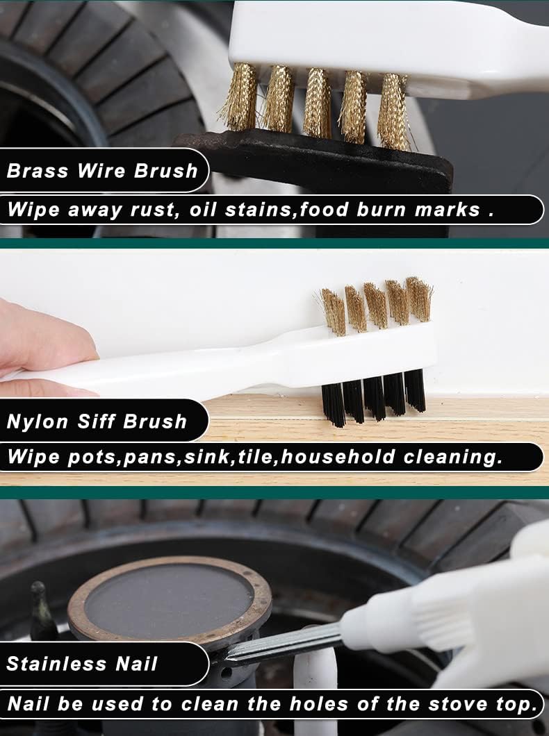 Gas Stove Brass Wire Stiff Bristles Brushes Rust Cleaner for Kitchen Grease Grime Pot Pan
