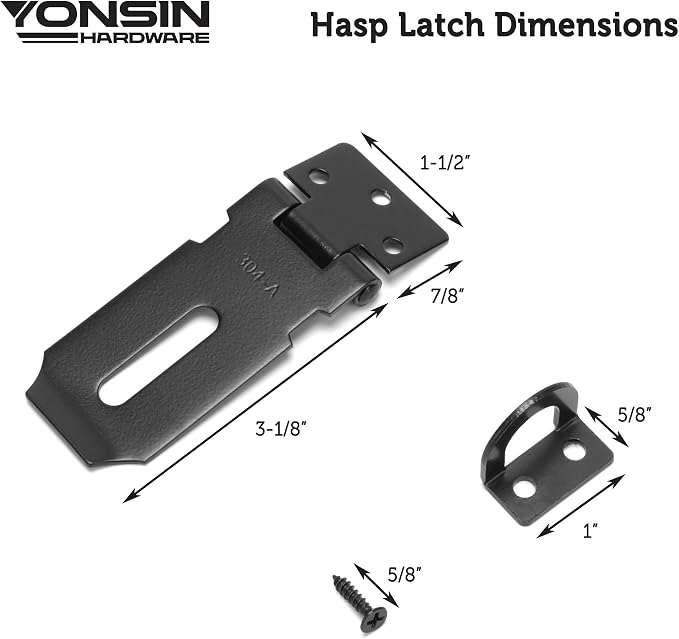 3" Door Padlock Safety Hasp Latch 2 Pcs, Door Hasp Clasp Lock Gate Shed Hasp - Image 7