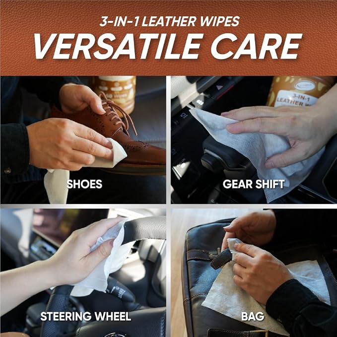 Air Jungles 3in1 Leather Wipes 50 Count, Extra Large 8" x 10" Size, Clean - Image 5