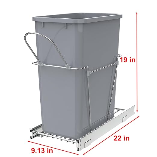 Single Pullout Trash Can for Under Kitchen Cabinets Include Single 35QT Trash - Image 2
