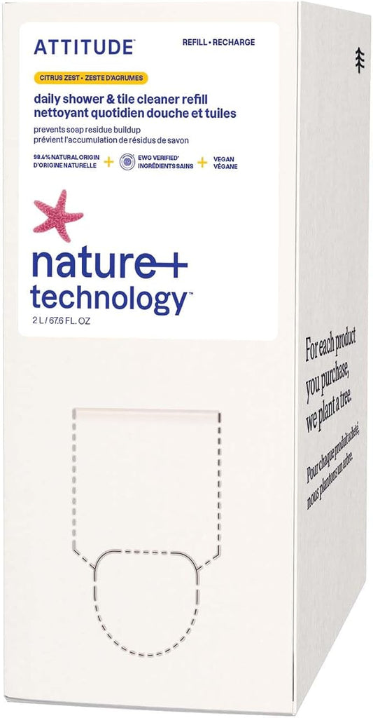 ATTITUDE Shower & Tile Cleaner Refill, EWG Verified, Plant-Based & Vegan by ATTITUDE
