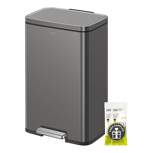 EKO Madison Gunmetal Stainless Steel 50 Liter/13.2 Gallon Step Trash Can by EKO