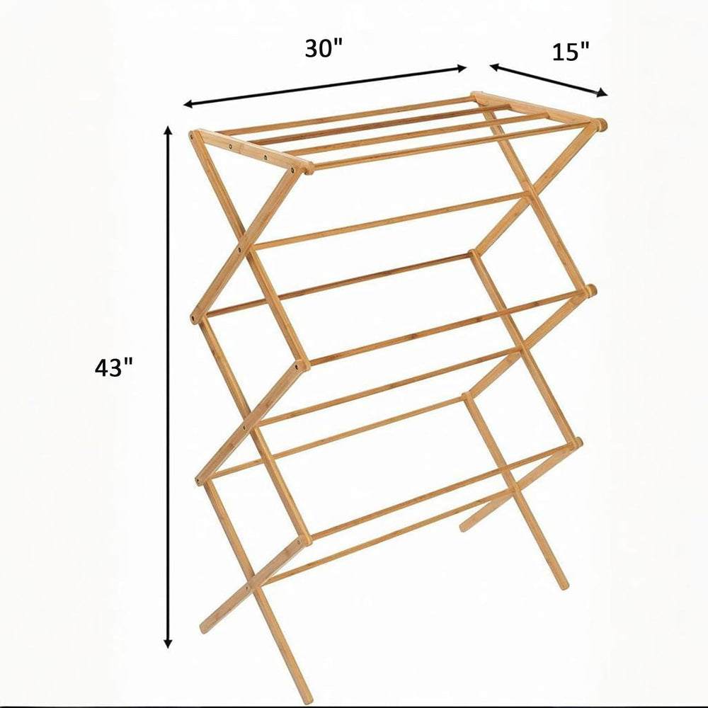 Collapsible Bamboo Drying Rack – Foldable Laundry Drying Stand for Indoor/Out...