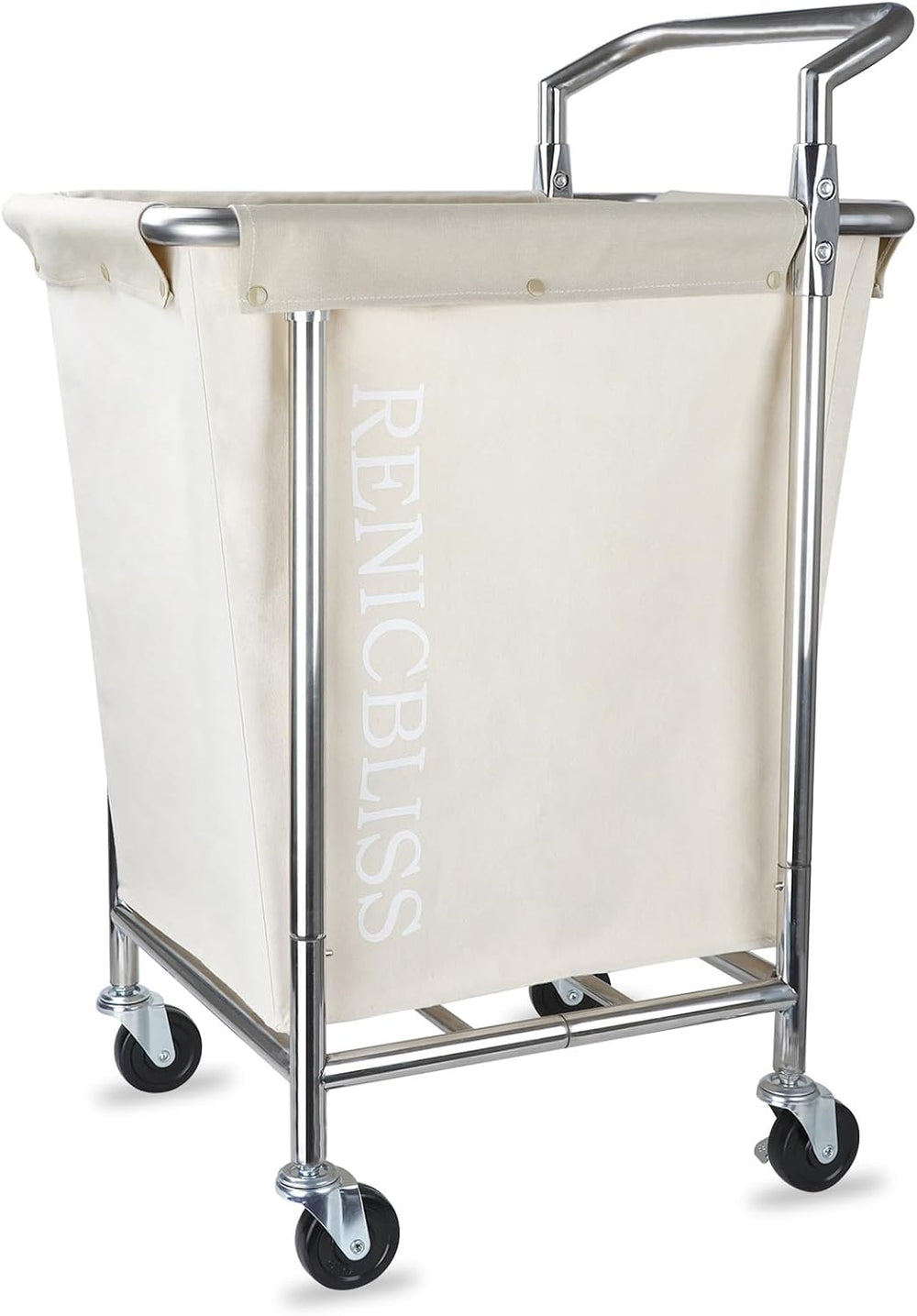 Laundry Cart with Wheels, Rolling Laundry Hamper with Wheels and Handle, Larg...