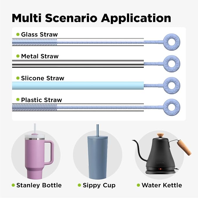 2 Pcs Silicone Straw Cleaner Brush, Extra Long Cleaning Brushes - Image 6