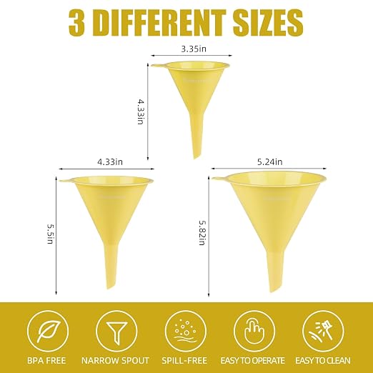 Plastic Kitchen Funnel Set of 3, Round Kitchen Funnels - Image 2