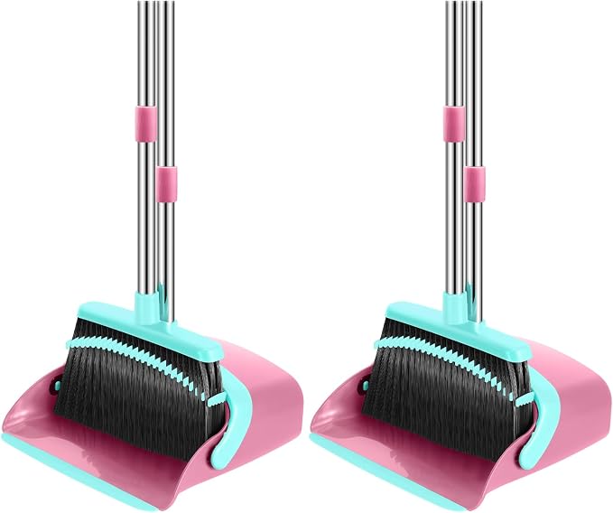 Broom and Dustpan Set, 52-in Long Adjustable Handle Broom Dustpan Combo by NACENA