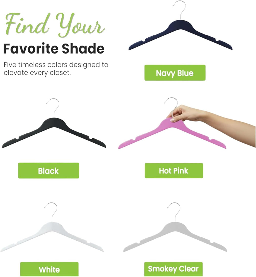 All Hung Up Hangers Slim Plastic Clothes Hangers, Space-Saving Design with No...