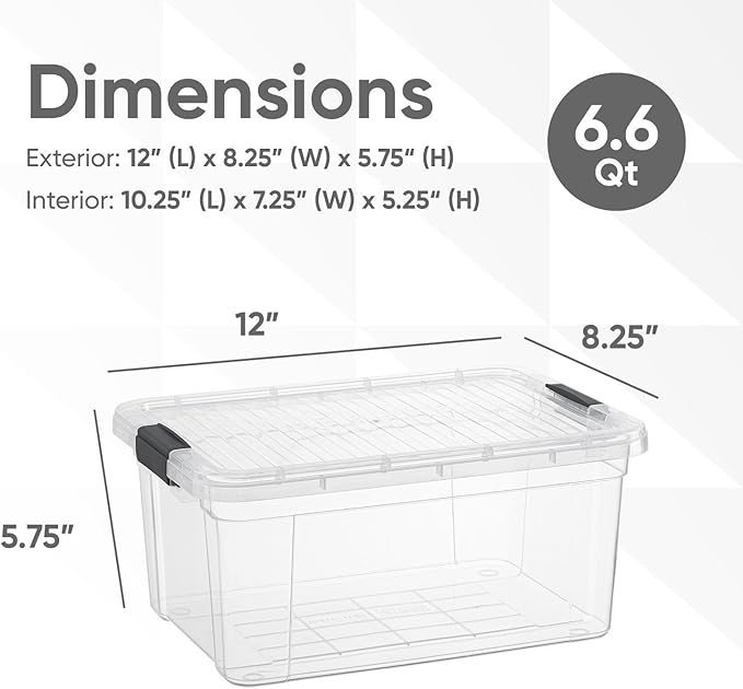 Superio Storage Bins with Lids- 4 Pack, 6.6 Qt Clear Boxes - Image 2