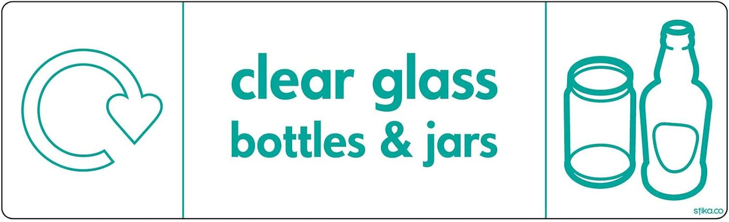 Clear Glass Sticker - WRAP Recycling Signs - Recycle Now Signs - Self Adhesive Vinyl Sticker - 200 x 60mm | 7.9 x 2.4 inches